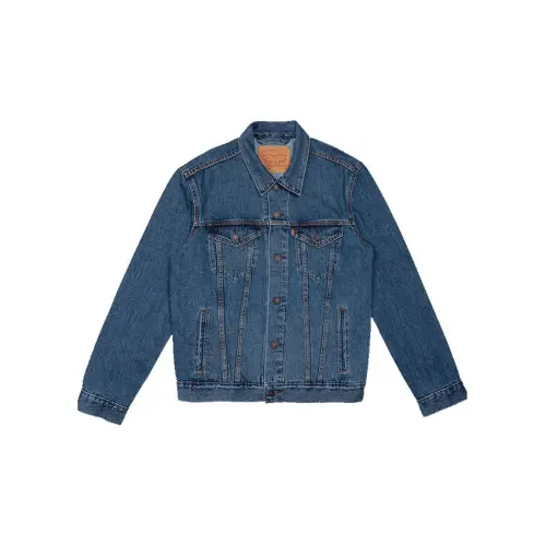 Levis Denim Jackets Men's Dark Blue Lapel Moderate Straight Fit