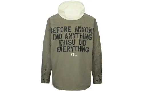 EVISU Jackets Men's Dark Army Green Hooded Moderate Other