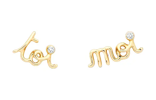 DIOR Yellow Gold And Diamonds Stud Earrings Women's Gold