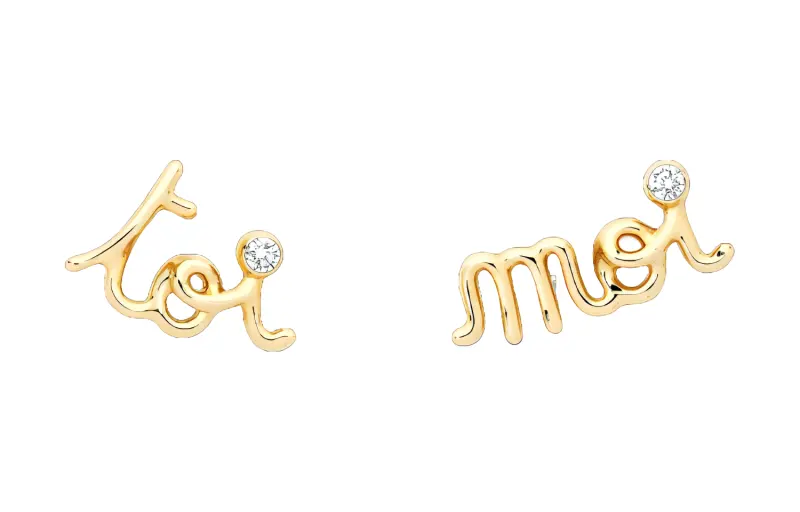DIOR Yellow Gold And Diamonds Stud Earrings Women's Gold