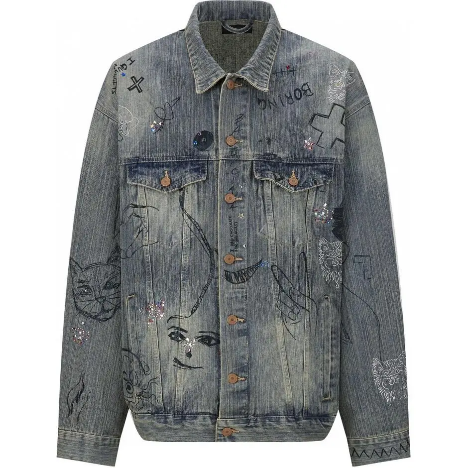 Balenciaga Denim Jacket Loose Fit Men's Blue