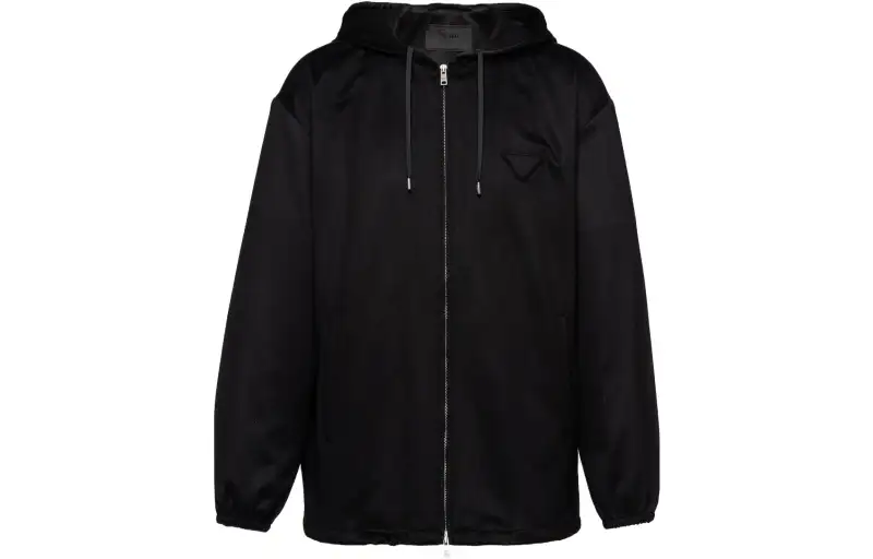 PRADA Jackets Men's Black Hooded Moderate Other