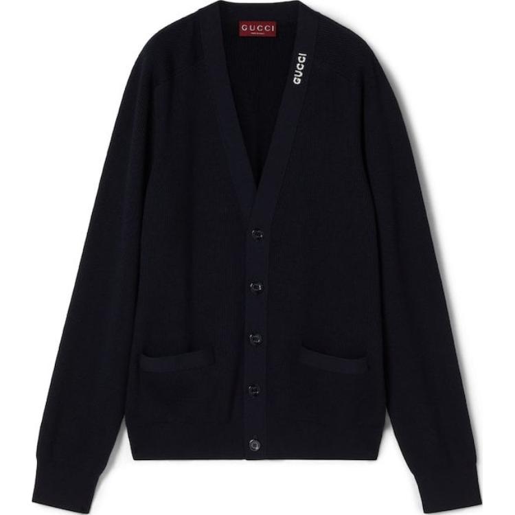 GUCCI Silk Cotton Cardigan With Intarsia
