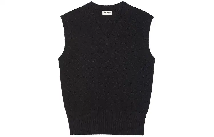 SAINT LAURENT Vests Men's Black V Neck Moderate