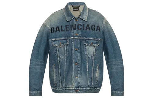 Balenciaga Denim Jacket Regular Fit Men's Blue