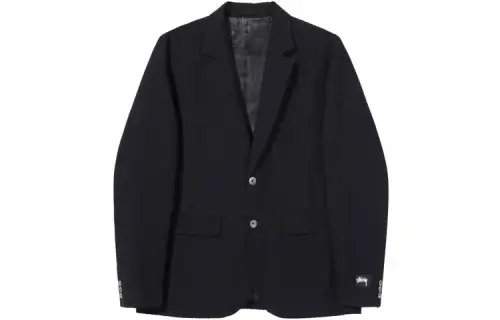 Stussy Business Suits Unisex Black Suit Collar Moderate Business Suit