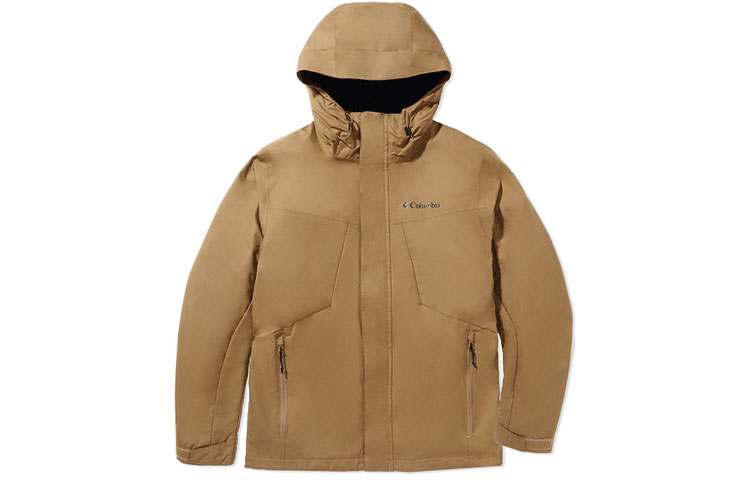 Columbia Columbia, removable windproof keep warm brown jacket with hood, three-in-one
