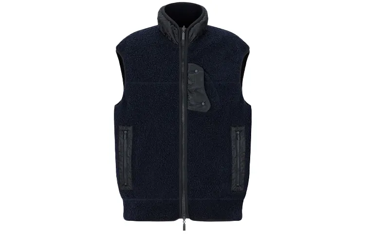 DIOR Quarterly New Products Vests Men's Marine Blue Stand Collar Thickened Other