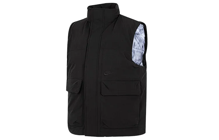 Nike Vests Men's Black Stand Collar Moderate Straight Fit