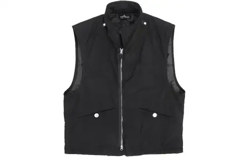 STONE ISLAND Vests Unisex Black Stand Collar Moderate