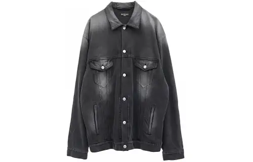 Balenciaga Denim Jacket Loose Fit Men's Black