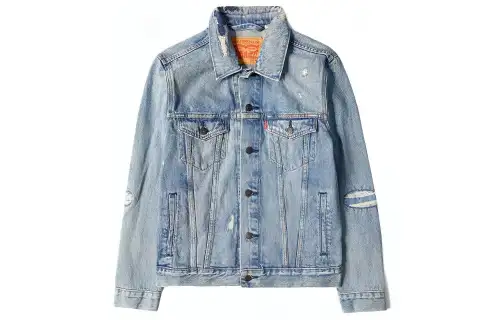 Levis Denim Jackets Men's Blue Lapel Moderate Straight Fit