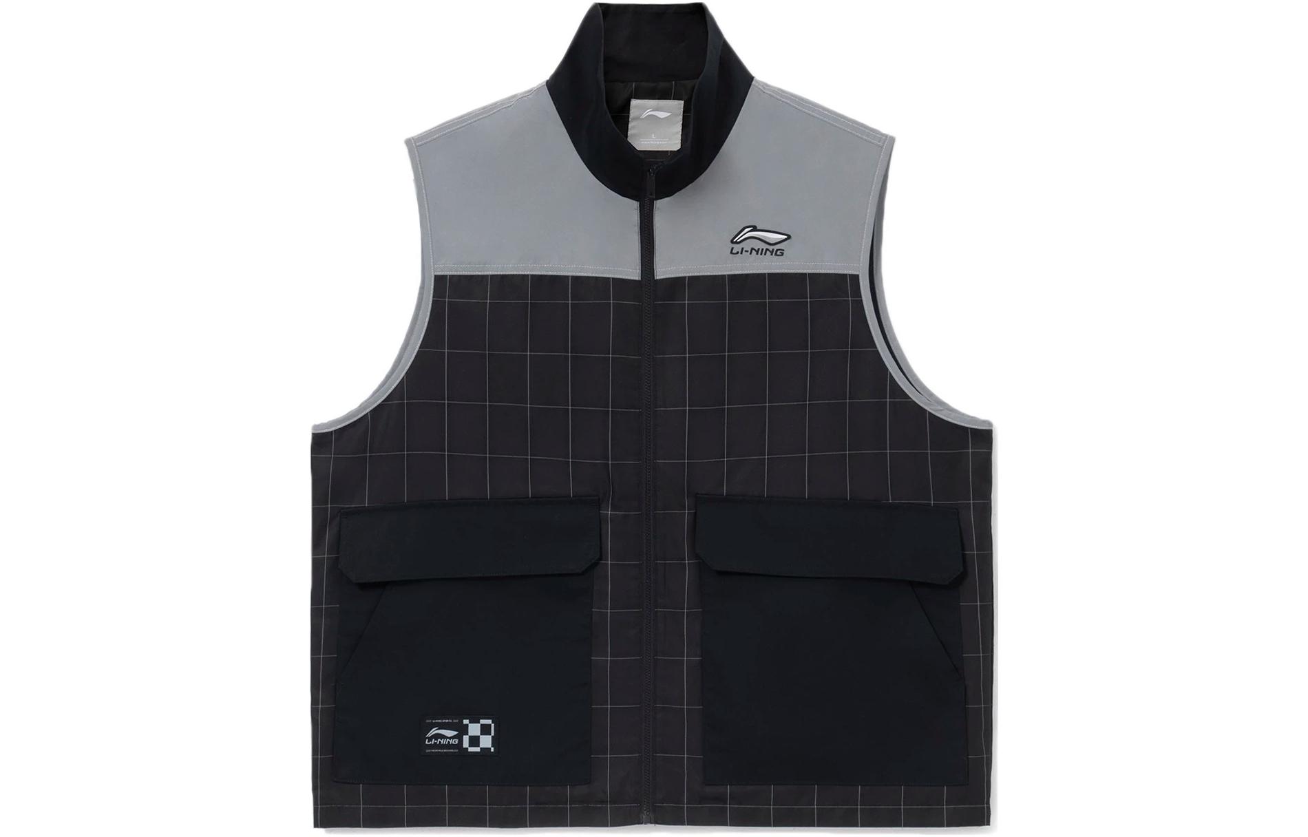 Li Ning Sports Life Collection Vests Men's Black Stand Collar Moderate Urban Techwear