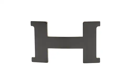 HERMES Leather Buckle Metal Belt Buckles Men's Black