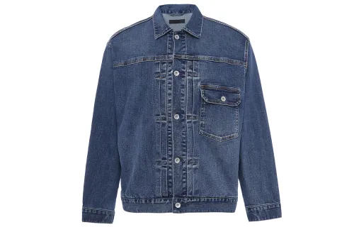 UNIQLO Denim Jackets Unisex Royal Blue Lapel Moderate Other