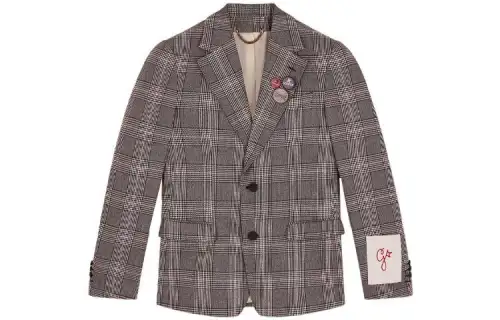 Golden Goose Business Suits Men's Gray White Suit Collar Moderate