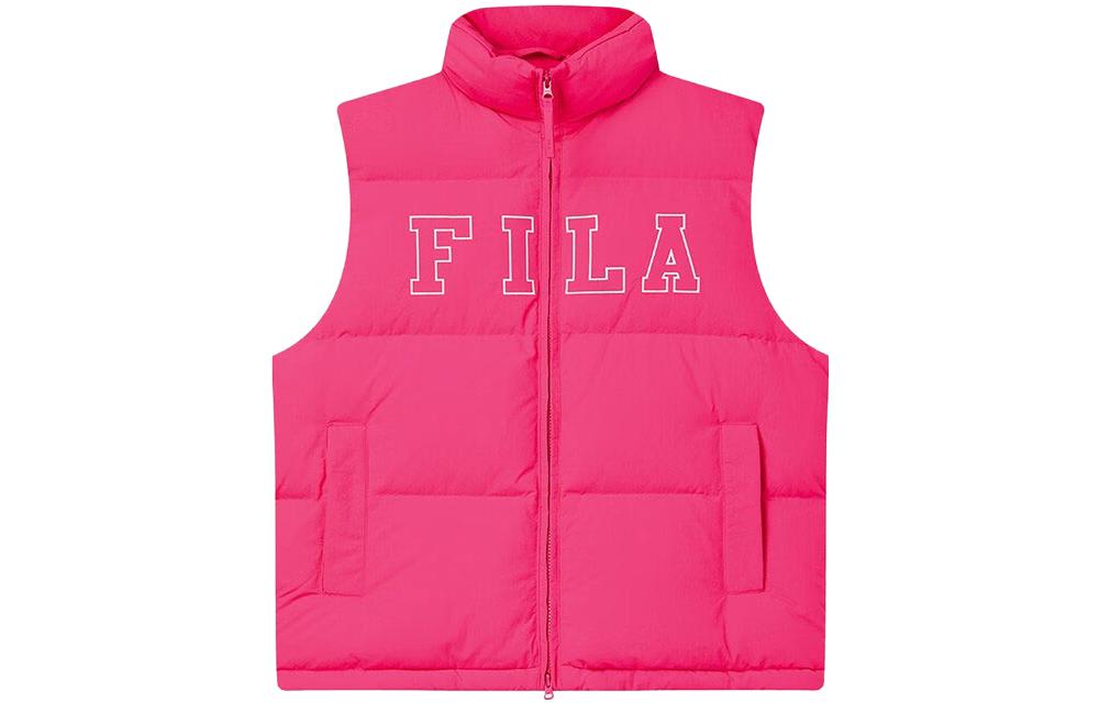 FILA Down Vests Unisex True Rose Red Stand Collar Moderate