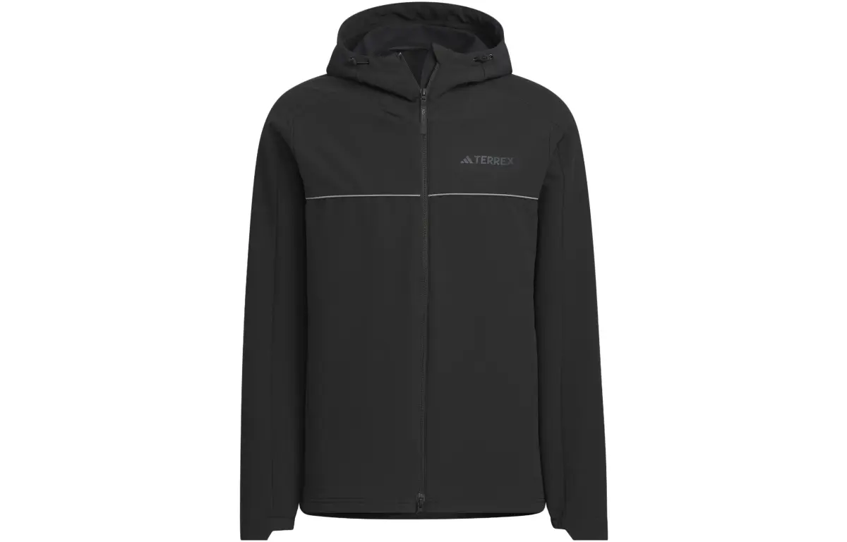 Adidas Jackets Men's Black Hooded (Non-detachable) Moderate Straight Fit