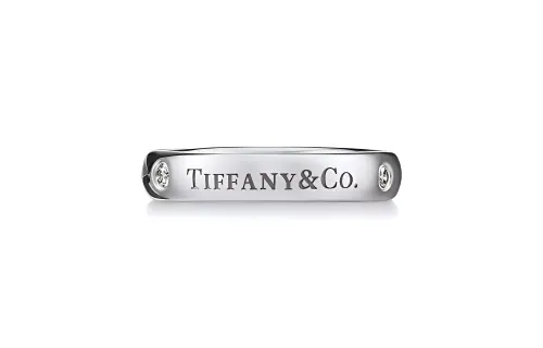 TIFFANY & CO. Tiffany, diamond stone inlay, platinum ring for men and women, for beloved