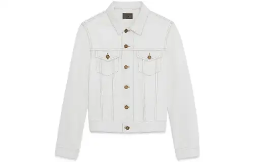 SAINT LAURENT SS22 Denim Jacket Men's Gray White