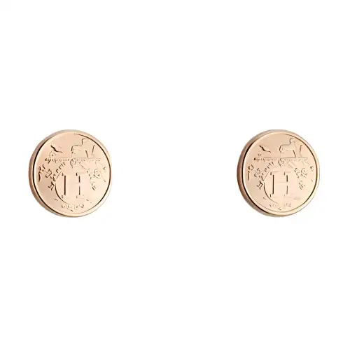 HERMES Ex Libris Rose Gold Stud Earrings Men's Gold