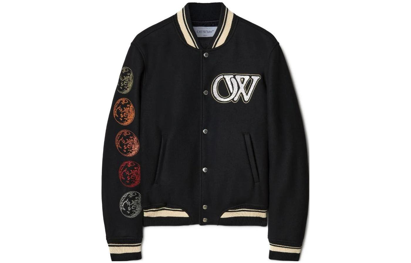 OFF WHITE Jackets Men's Black Baseball Collar Moderate Other