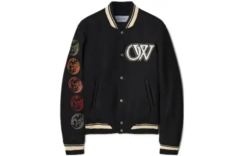 OFF WHITE Jackets Men's Black Baseball Collar Moderate Other
