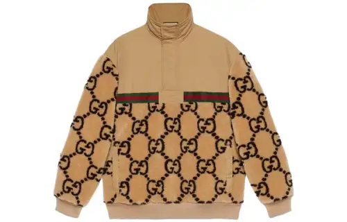 GUCCI Gg Jacquard Oversized Half Zip Wool Jacket