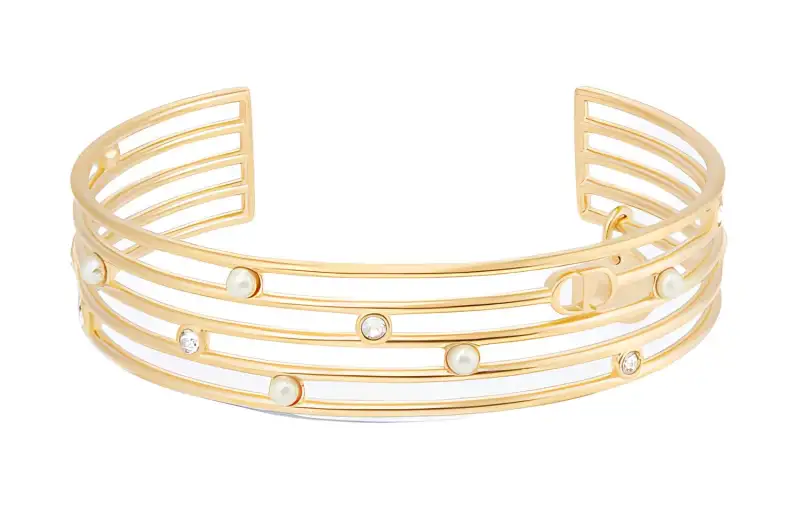 DIOR Metal, Resin, Pearl, Crystal Bangles Women's Gold
