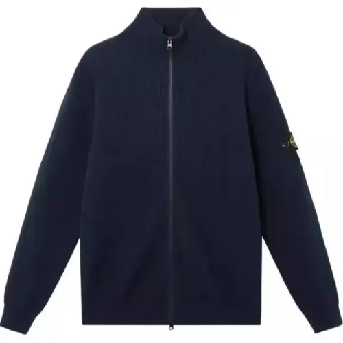 STONE ISLAND Logo Patch Zip Up Cardigan