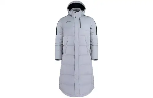 Li Ning Down Jackets Men's Snow Gray Hooded Thickened