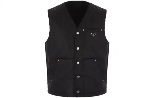 PRADA Vests Men's Black V Neck Moderate Other