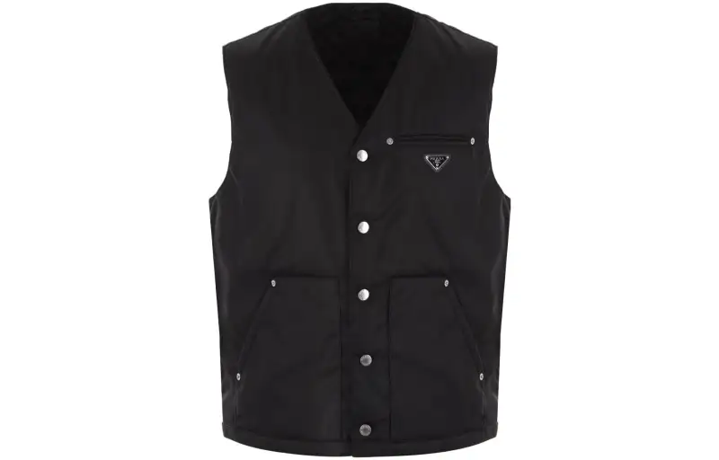 PRADA Vests Men's Black V Neck Moderate Other