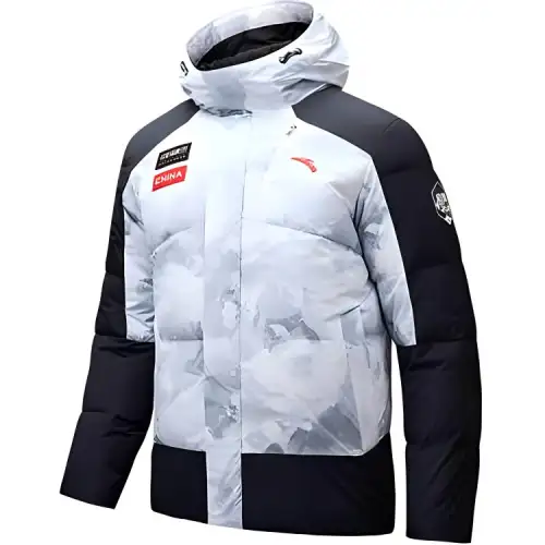 Anta Down Jacket Men's Pure White/All Over Print/Basic Black