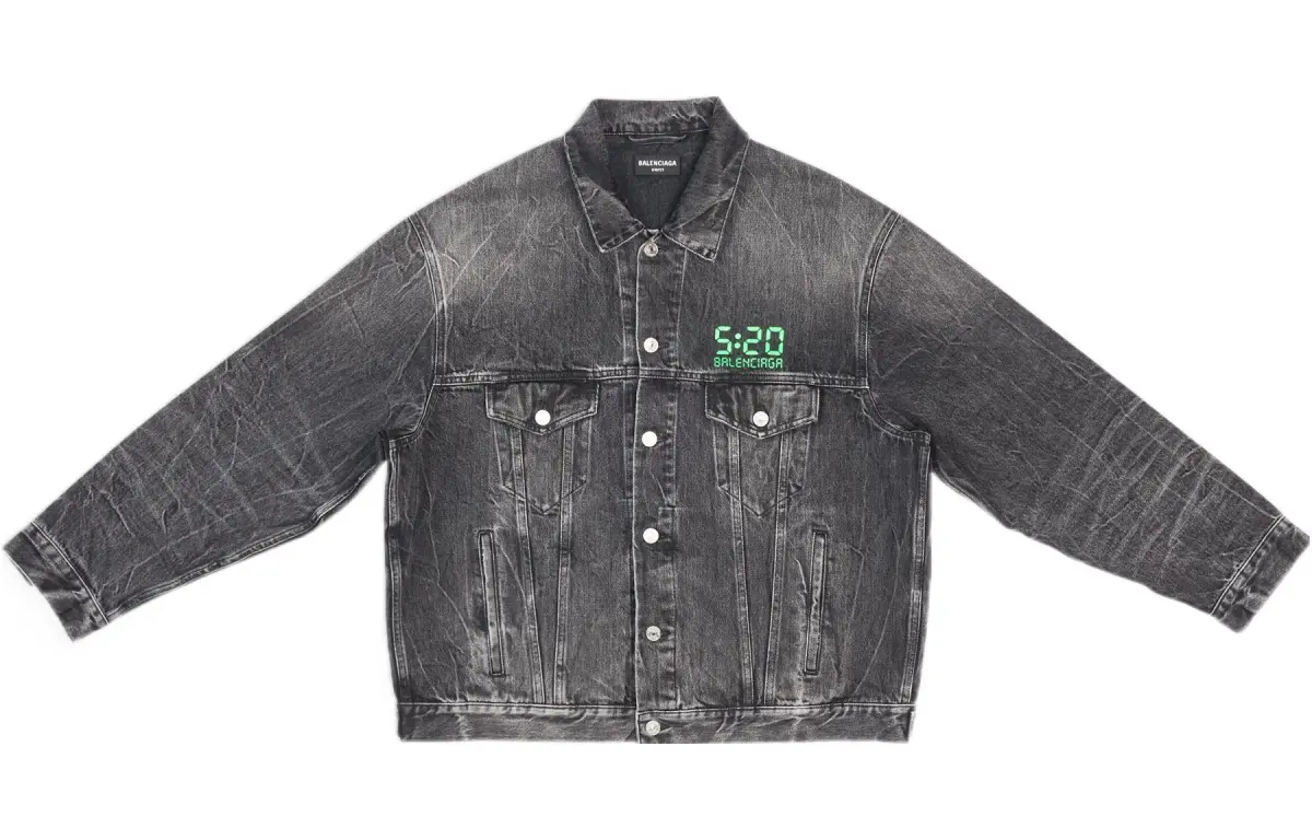Balenciaga SS22 Denim Jacket Unisex Black Gray