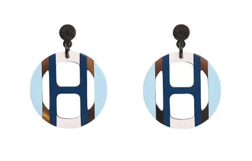 HERMES Ox Horn Earrings Women's Multicolor