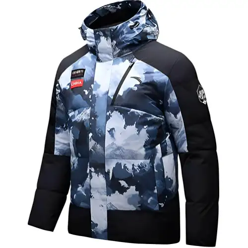 Anta Down Jacket Men's Old Wall Gray/All Over Print/Basic Black