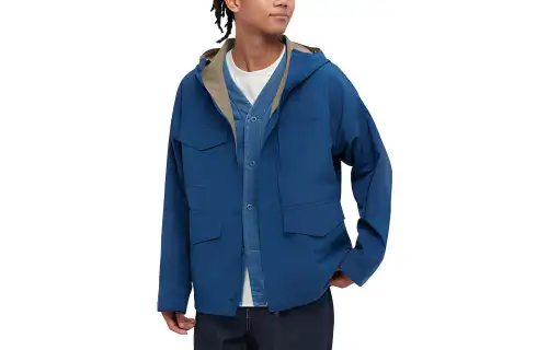 UNIQLO Jackets Men's Sea Blue Hooded Moderate Other
