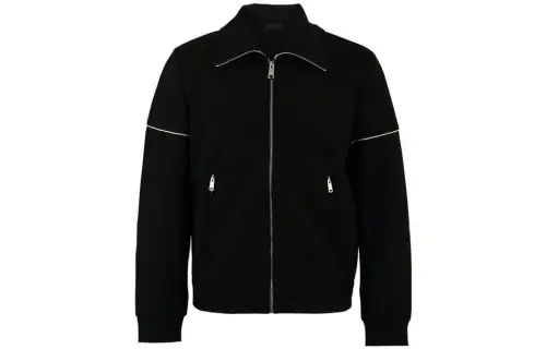 PRADA Jackets Men's Black Stand Collar Moderate Other