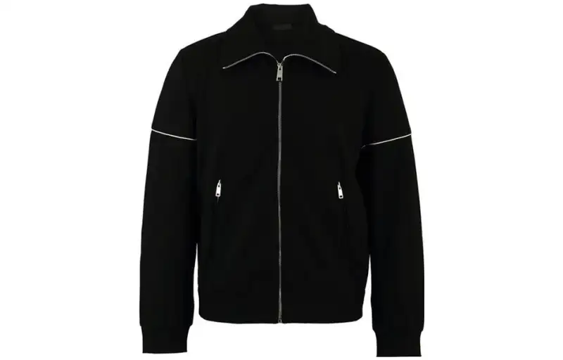 PRADA Jackets Men's Black Stand Collar Moderate Other