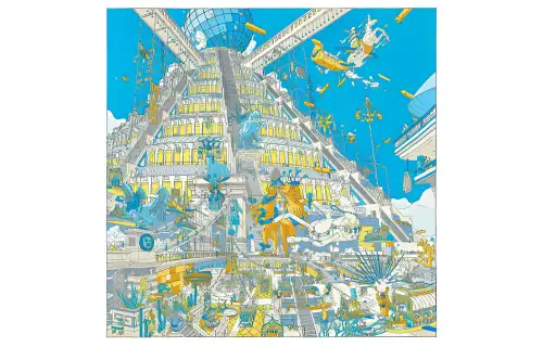 HERMES Scarves Women's Blue/Yellow/Gold