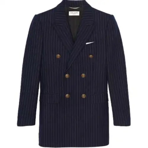 SAINT LAURENT Business Suits Men's Marine Blue Suit Collar Moderate Business Suit