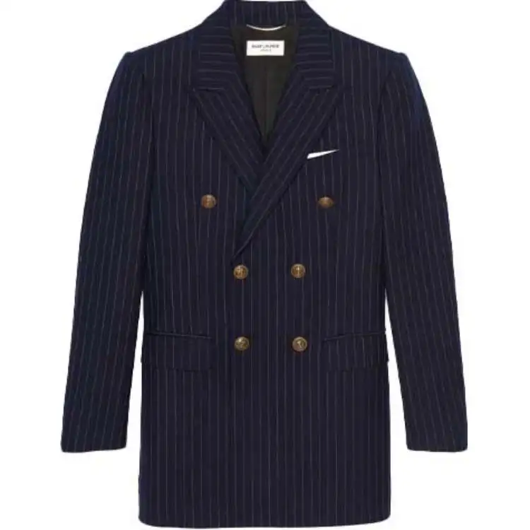 SAINT LAURENT Business Suits Men's Marine Blue Suit Collar Moderate Business Suit