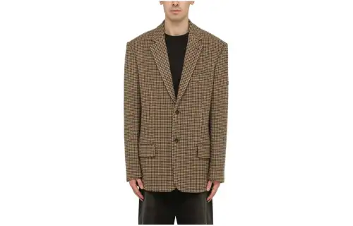 Balenciaga Houndstooth Button-Up Jacket