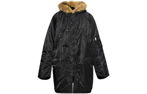 Balenciaga Jackets Men's Black Hooded Moderate Other