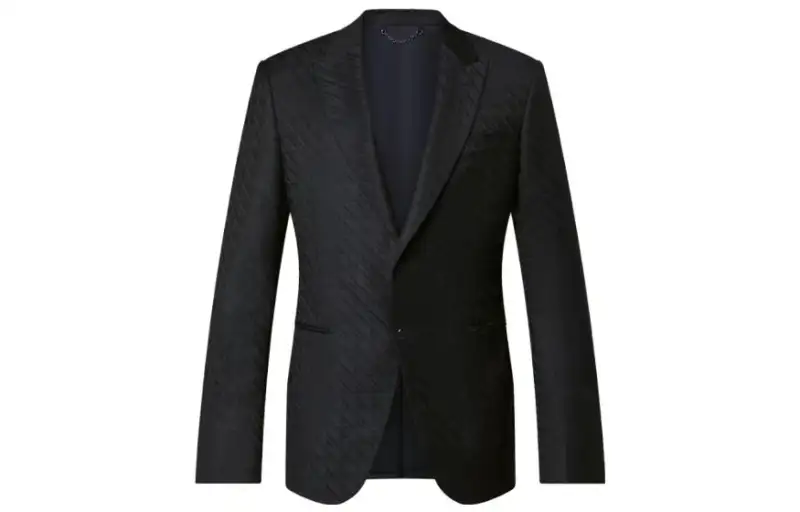 LOUIS VUITTON Business Suits Men's Black V Neck Moderate Business Suit