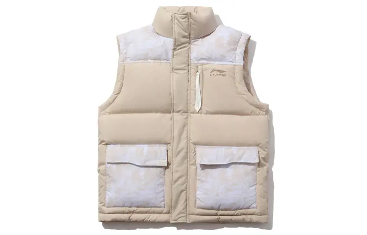 Li Ning Down Vests Men's Oyster Gray Stand Collar Thickened Other