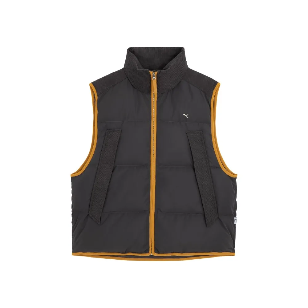 PUMA MMQ Vests Unisex Charcoal Black Stand Collar Moderate Straight Fit