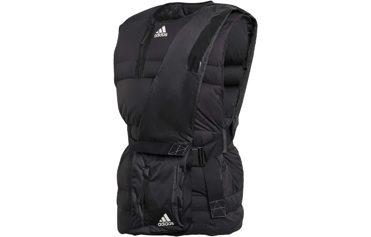 Adidas Vests Men's Black Collarless Thickened