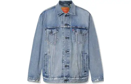 Levis Denim Jackets Men's Blue Lapel Moderate Straight Fit